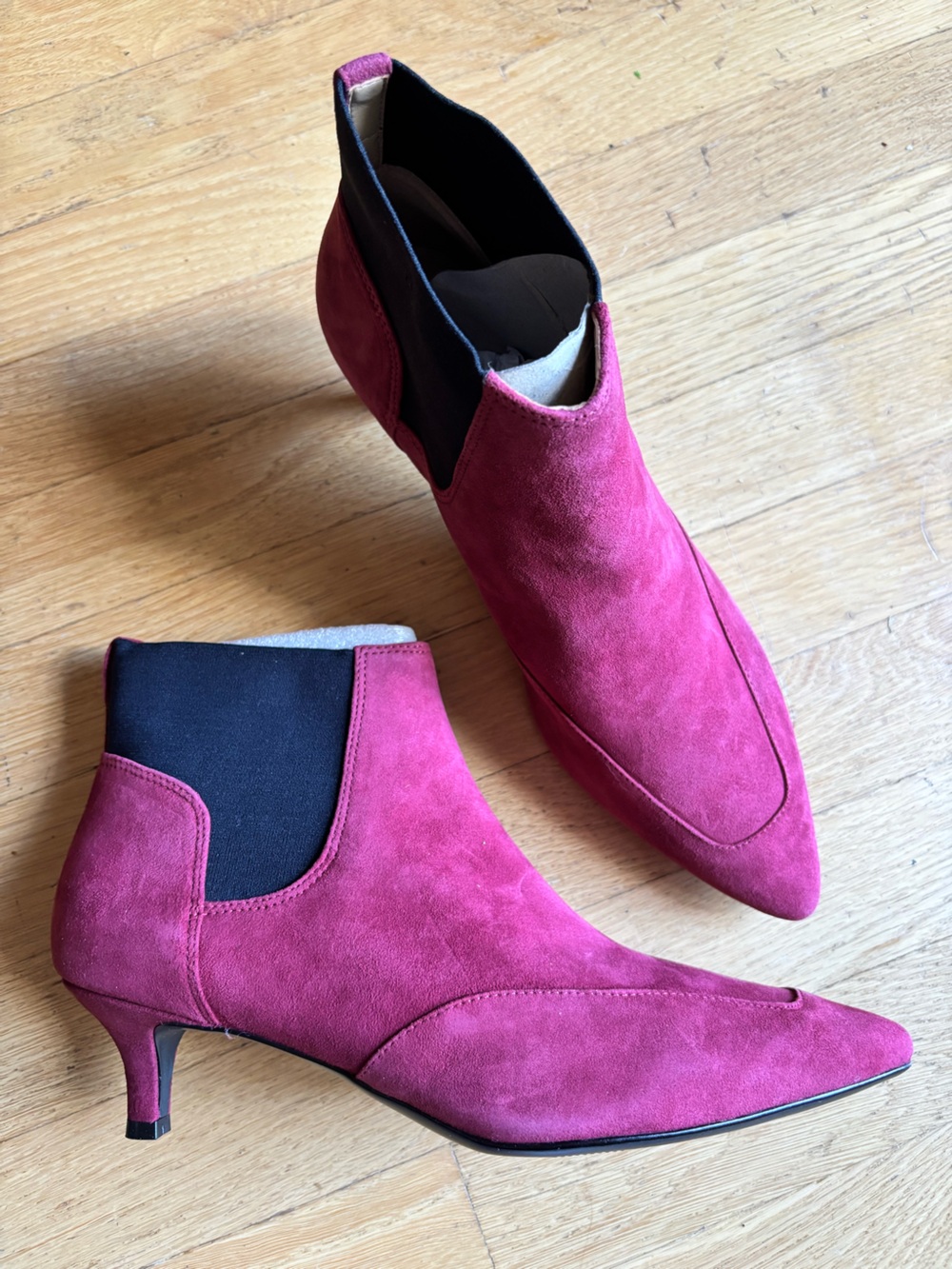 Naturalizer Piper Kitten Heel Ankle Boots in Plush Red